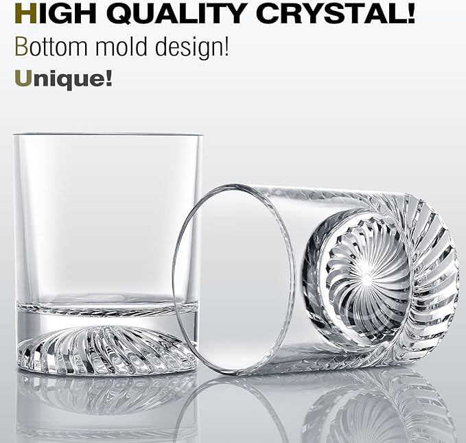Whiskey Glasses Old Fashioned Glasses Set of 4 12oz Rocks Glasses Gift for Men Women Drinking Bourbon Scotch Cocktails Rum Cognac Vodka at Home Bar