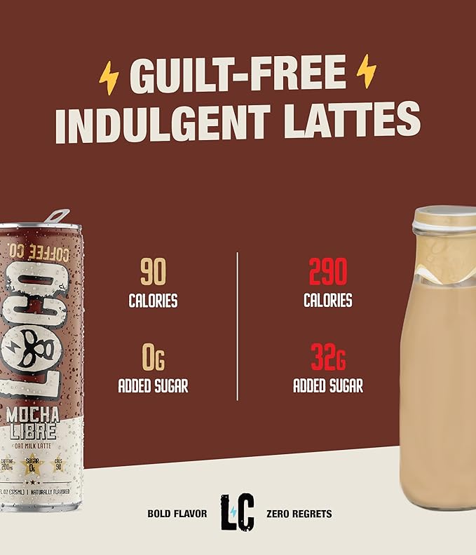 Loco Coffee Mocha Latte 11 Ounce Can, 12 Count | Zero Sugar, 200mg Caffeine | Gluten Free and Dairy Free | Low Calorie Iced Coffee