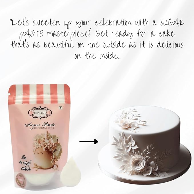Confect White Fondant for Cake Decorating | Chef?셲 Choice Fondant Icing for Christmas Cakes, Cupcakes, Cookies & Baking ??Smooth, Easy to Roll & Mold ??Vanilla Flavor | Vegan, Gluten-Free, Nut-Free, Palm Oil-Free ??8.8 Oz