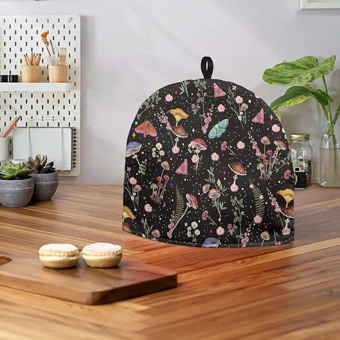 Hudotybom Vintage Mushroom Tea Cozy for Teapot Insulated Large Teapot Cover to Keep Warm Tea Kettle Cover Machine Washable Coffee Pot Cloth Covers Kitchen Home Decorations for Housewife Mom