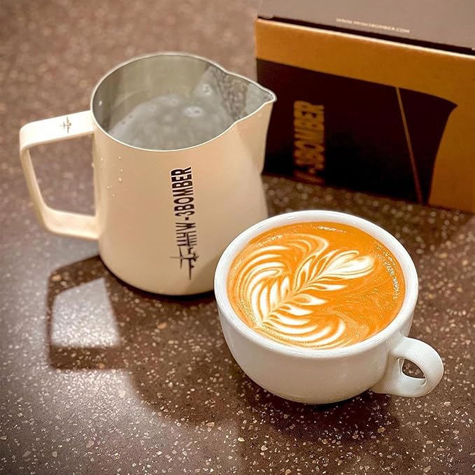 MHW-3BOMBER Espresso Steaming Pitcher Milk Frothing Pitcher Stainless Steel Milk Coffee Cappuccino Latte Art Barista Cup 20oz/600ml P5021W