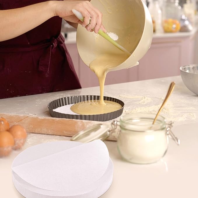 8 Inch Parchment Paper Rounds, 200Pcs Precut Baking Paper Sheets,Non-Stick Parchment Rounds for Baking Bread,Cake,Cookie and More