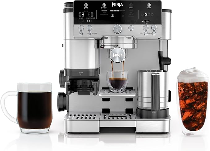 Ninja | Espresso Machine and Drip Coffee Maker| Luxe Caf챕 Premier Series | Integrated Coffee Grinder, Milk Frother, Assisted Tamper & Built-In Espresso Accessory Storage | Stainless Steel | ES601