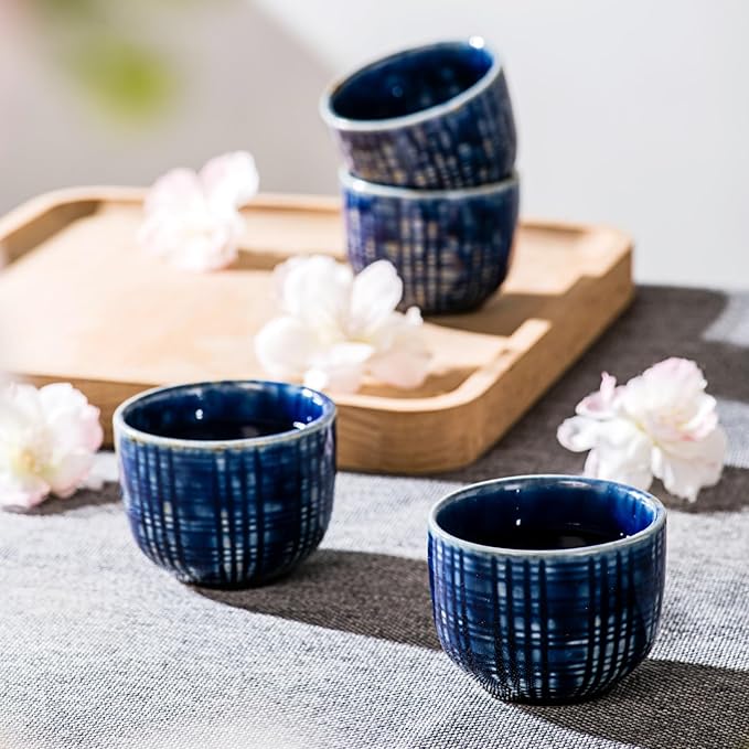 UNICASA Sake Set 5 Pieces,Traditional Sake Cups, Ceramic Cup Crafts Wine Glasses, Include One Sake Bottle 210ml and Four Sake Cups 50ml