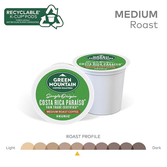 Green Mountain Coffee Roasters Costa Rica Paraiso Single-Serve K-Cup Pods, Medium Roast Coffee, 96 Count