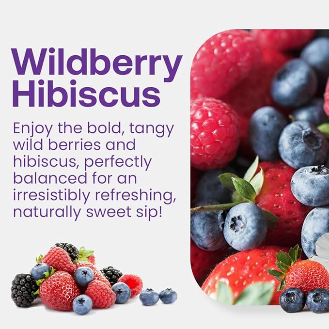 Dr. Smoothie Refreshers Wildberry Hibiscus ??Made with Real Fruit Juice ??Drink Concentrate, No Artificial Colors, Shelf-Stable ??Lightly Caffeinated with Green Coffee Extract (46 oz Bottle)