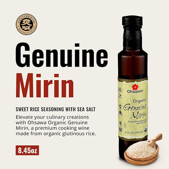 Ohsawa - Genuine Mirin, Authentic Japanese Sweet Cooking Wine, Vegan, Non-GMO, USDA Certified, Ideal for Sauces, Marinades - 8.45 oz
