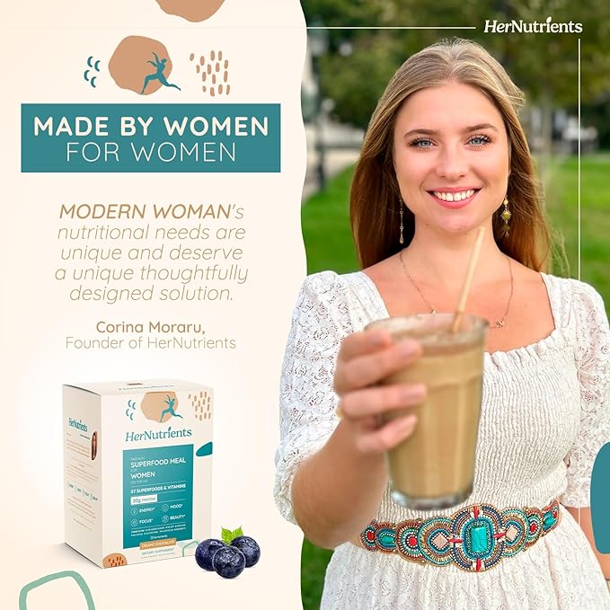 SuperFood Meal Replacement for Women - All-In-One Protein Powder with Greens & Vitamins & Collagen | Chocolate Protein Shake & Supplement Snack for Women's Health, Energy, Focus, Beauty, Mood, No Added Sugar (1 Sample Packet, Chocolate)