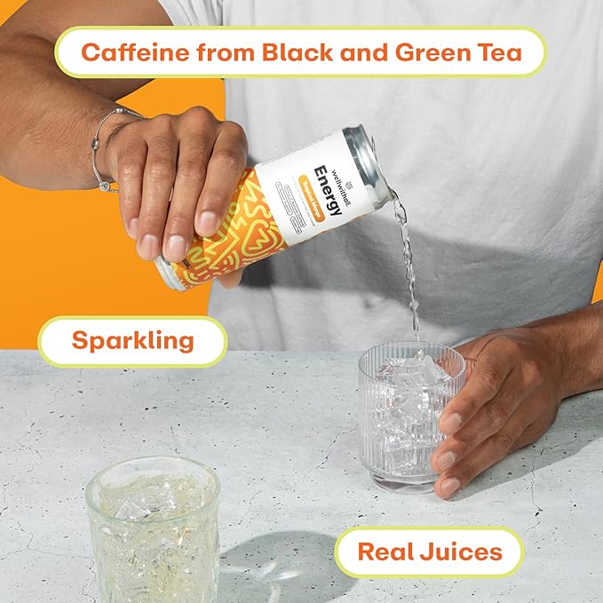 WellWithAll Tropical Mango Energy Drink ??Caffeine from Tea ??With Vitamin C ??Lightly Sparkling Beverage ??Fruit & Veggie Juice Blend ??12 Oz (Pack of 12)