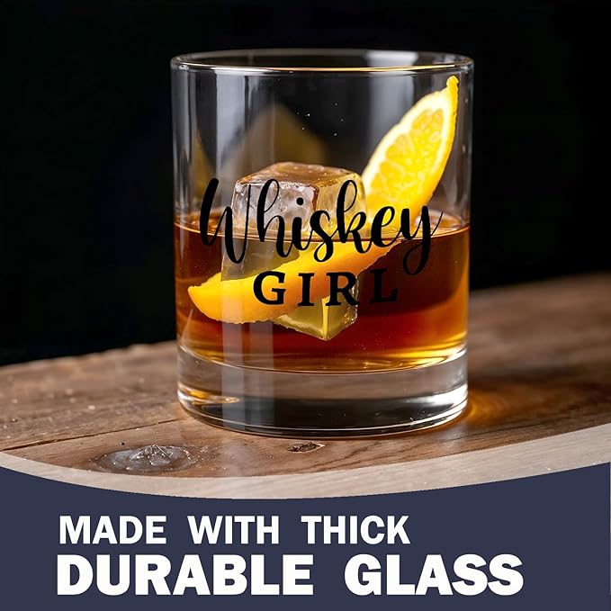 Whisky Lovers Gifts Glasses 10 oz, Whiskey Gifts for Women, Whiskey Girl Old Fashioned Rocks Glasses for Drinking Scotch Bourbon Cocktail Liquor Vodka