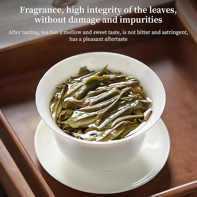 XIXICHA White Peony Tea White Tea Loose Leaf Pai Mu Dan Chinese Tea Peonies Low Caffeine Light & Mild & Smooth Taste 3.52oz/100g 白茶 白牡丹茶