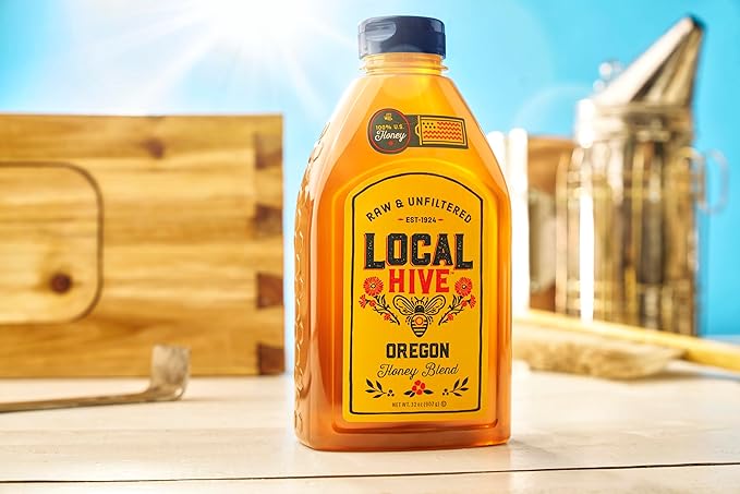 Local Hive Oregon Raw Unfiltered Honey – 16oz, 100% Pure US Honey, Sourced from American Bees and Beekeepers - Natural Sweetener, Ideal for Tea, Baking, and Cooking