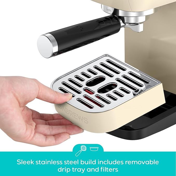 CASABREWS 3700 Essential Espresso Machine 20 Bar, Stainless Steel Coffee Maker with Steam Milk Frother, Espresso Coffee Machine Cappuccino Latte Machine with 43.9oz Removable Water Tank, Creamy