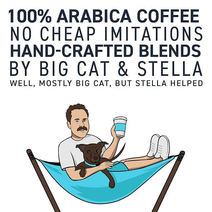 Stella Blue Ground Coffee, Positive Vibes Blend, Light Roast, Vanilla and Fruity Notes, 100% Arabica, Ethically Sourced from Central and South America, 12 oz bag