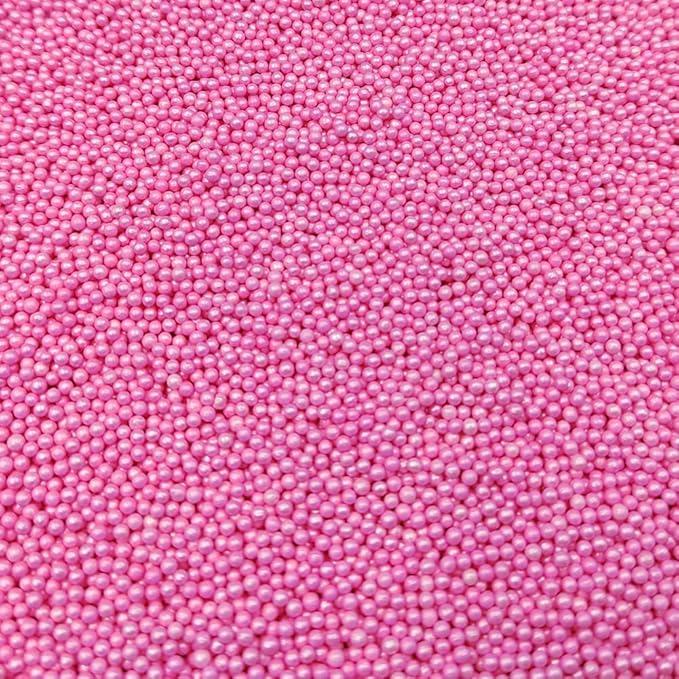 Homankit Pink Nonpareils Sprinkles Edible Cookie Decorations Mini Pearls for Decorating Cake, Baking, Cupcake Toppers, Ice Cream, Donuts 3.88 Ounce