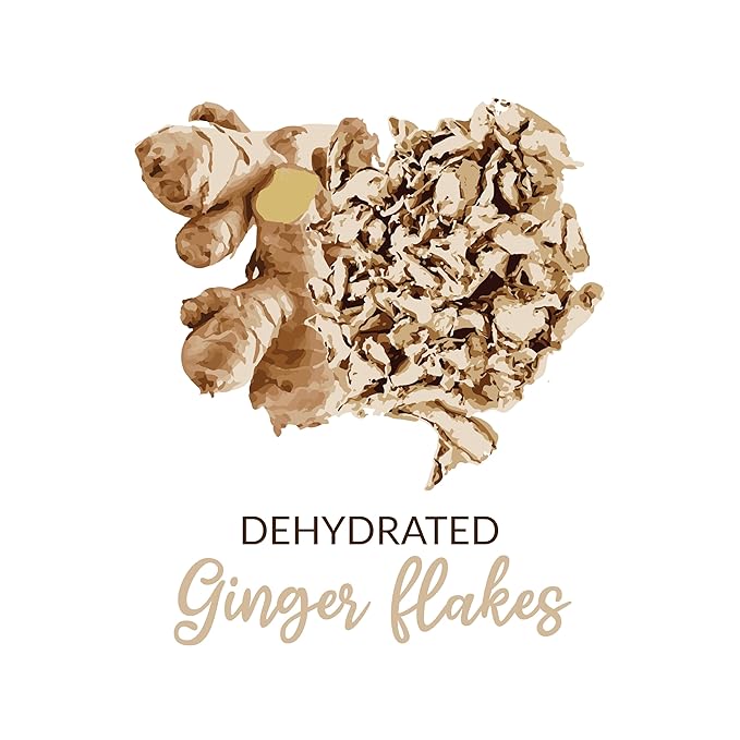 SHROOTS Dried Ginger Flakes ??Organic Substitute for Fresh Ginger Ready to Mix & Consume Supports Digestion & Immunity Non-GMO Premium Spice & Seasoning for Baking, Cooking & Tea ??1.59 oz (Pack of 1)