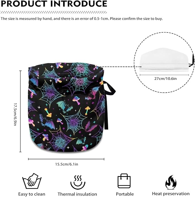 Spider Bat Tea Pot Cover for All Saints' Day Extra Thick Teapot Cozy Keeping Warm,Washable Teapot Insulation Cover for All Saints' Eve Resuable Teapot Dust Protector for Kitchen Decorative