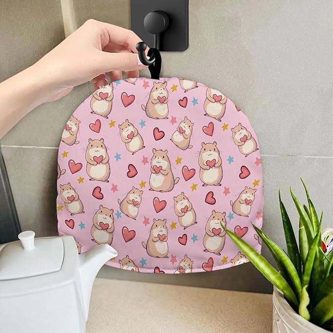 Valentine's Day Heart Guinea Pig Tea Cosy Kitchen Home Decorative Tea Pot Dust Cover Thermal Insulation & Heat Preservation Tea Cozies for Home Kitchen Valentine's Decor & Gift