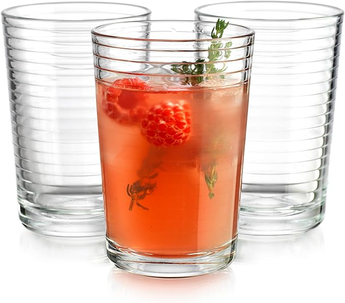 Glaver's Juice Glasses 7 oz. Set of 10 Glass Cups ??Beverage Water Tumblers For Home and Bar, Water, Cocktails, Iced tea. Kids Friendly Dishwasher Safe.