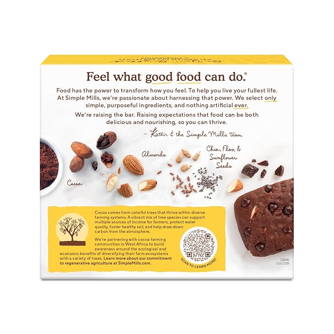 Simple Mills Soft Baked Almond Flour Bars, Chocolate Brownie, Nothing Artificial, Kosher, Grain Free, Gluten Free, 5.99 Ounce (Pack of 6)
