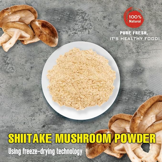 SHIITAKE MUSHROOM POWDER 1.76 Oz (50g) VIETFARMFOOD: Pure, natural freeze-dried spice made from real vegetables, fruits - perfect for enhancing every meal, from cooking, baking, salads, soups, sauces