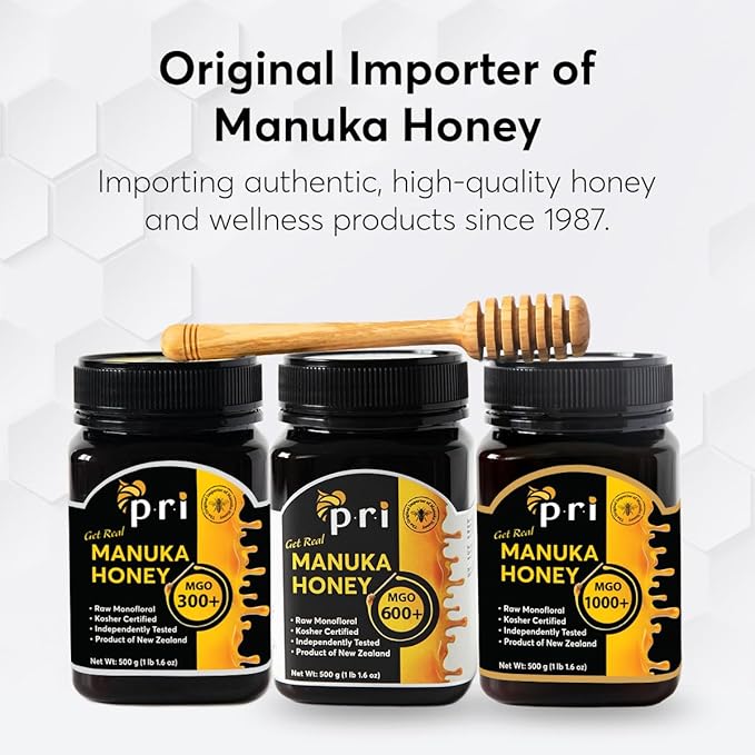 P.R.I Manuka Honey, MGO 300+, 1.1LB New Zealand Raw Manuka Honey (500g)