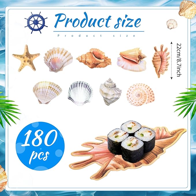 180 Pcs Parchment Paper Leaves, 8.66 in Charcuterie Board Ocean Parchment Paper Leaves Cheese Decorative Parchment for Table Festival Ocean Party Serving