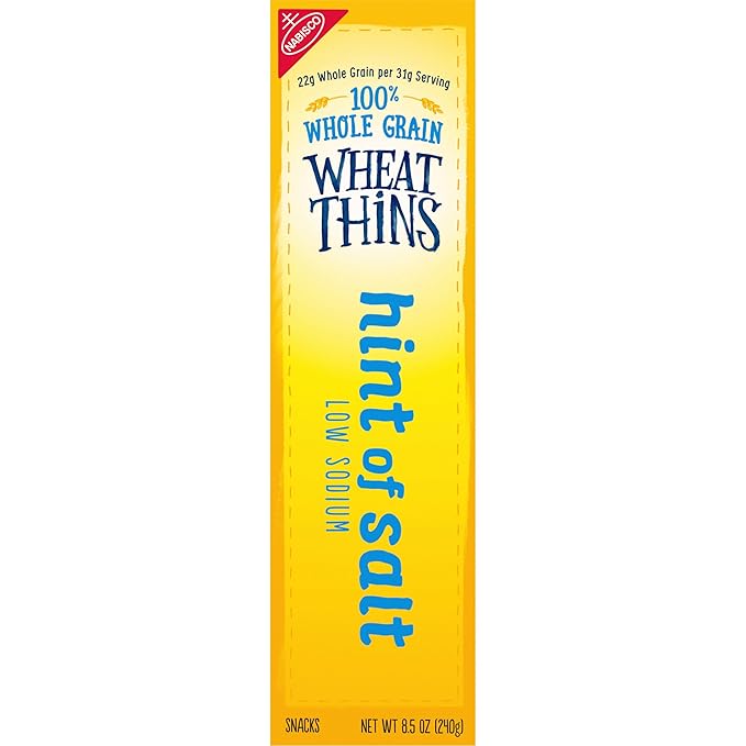 Wheat Thins Hint of Salt Low Sodium Whole Grain Wheat Crackers, 6-8.5 oz Boxes (Pack of 2)