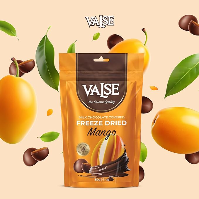 Chocolate Covered Mango, Milk Chocolate Covered Freeze Mango, 2.8 oz Chocolate Covered Fruit, Chocolate Dipped Mango (Mini, Mango)