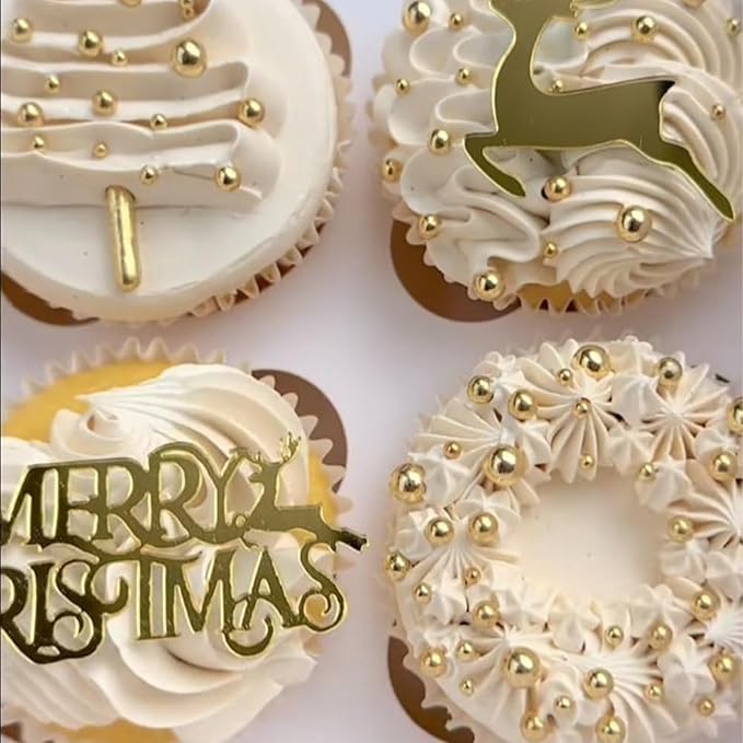 Sentovac 7mm Gold Pearl Sprinkles Edible Cake Decorating Sugar Candy Cookie Cake Cupcake Topper Ice Cream Baking Decorations Halloween Christmas Valentines Wedding Supplies
