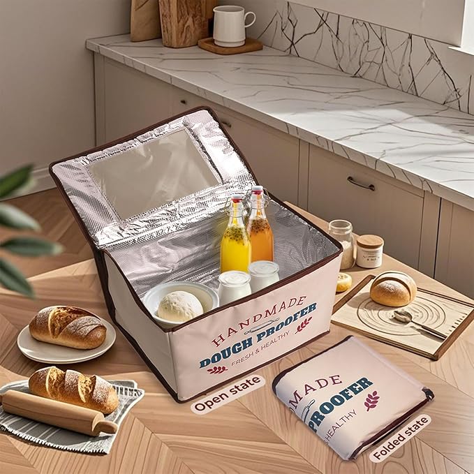 Folding Dough Proofer Box with Temp Control (50-130?? & 24H Timer, Extra Large Bread Proofing Box for Sourdough, Pizza, Yogurt, Seed Starting, 3D Filament Drying, Space-Saving & Easy to Use