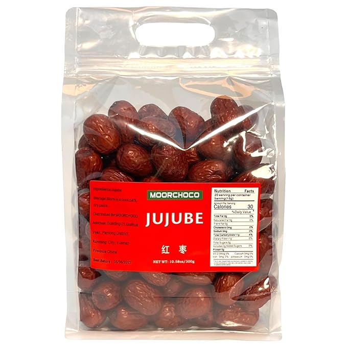 Premium Jujube Red Dates,Selected Dried Fruit,Big & Delicious,100% Natural 红枣 (Large size 10.58oz)