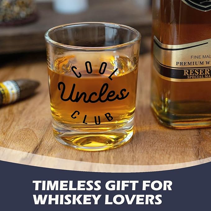 Funny Uncle Whiskey Glasses 10 oz, Uncle Gifts for Birthday Christmas from Niece Nephew, Cool Uncles Club Old Fashioned Rocks Glasses for Drinking Scotch Bourbon Cocktail Liquor Vodka