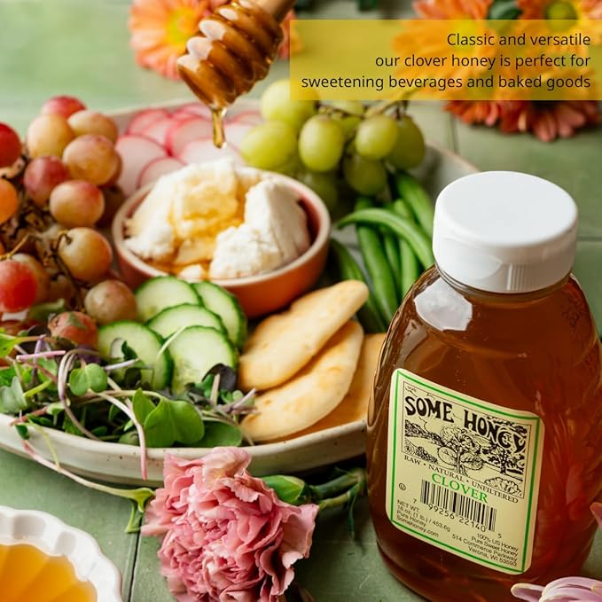 Some Honey Raw & Unfiltered Clover Honey – 100% Pure U.S.Honey – USDA Grade A – All-Natural – 32 oz
