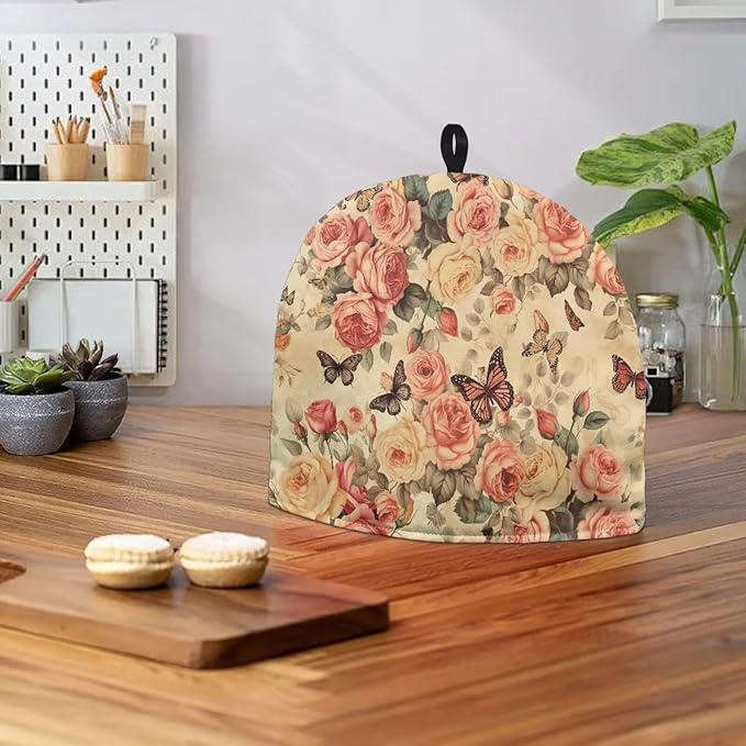 Hudotybom Vintage Floral Tea Cozy for Teapot Insulated Large Teapot Cover to Keep Warm Tea Kettle Cover Machine Washable Coffee Pot Cloth Covers Kitchen Home Decorations for Housewife Mom