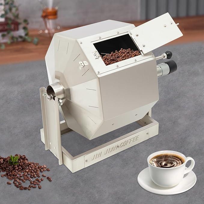 Cashewnuts Commercial Coffee Bean Roaster 14.5L Coffee Bean Baker Drum Type Stainless Steel Roasting Machine with Speed Controller, Automatic (Style 2)