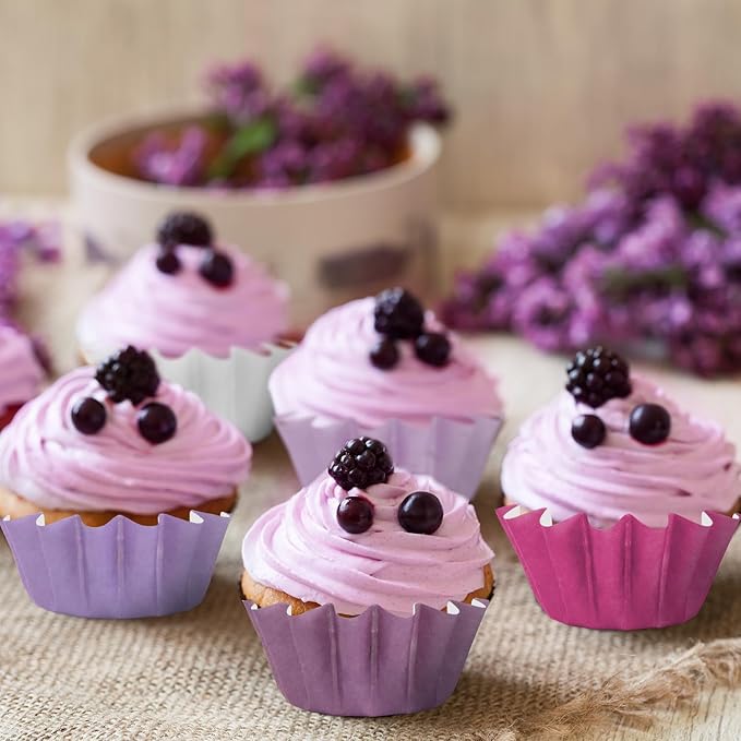 Quera 200Pcs Purple Grease-Resistant Mini Cupcake Liners Wedding Muffin Baking Cups Baby Shower Cupcake Wrappers for Wedding Birthday Holiday Party or Baby Shower(1.18 x 1.18 in)