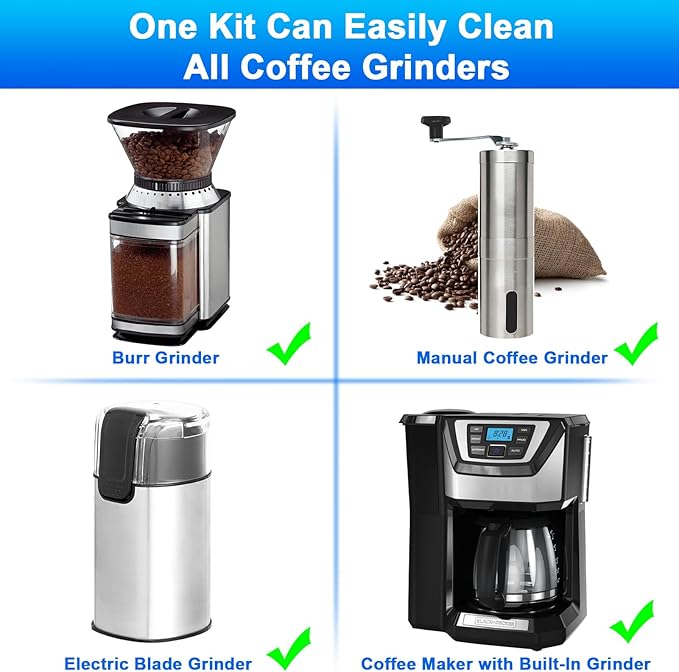 XANGNIER Coffee Grinder Cleaning Brush Kits,5 Pcs Coffee Maker Coffee Maker Machines Cleaner Tool Accessories for Manual/Electric/Blade/Burr/Espresso Bean Grain Grinder Coffee Barista Home Kitchen
