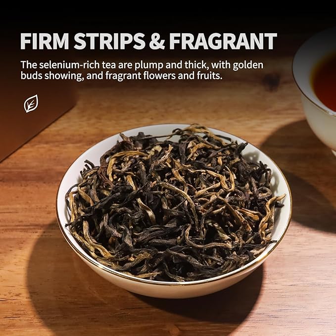 KHS Organic Selenium Tea, 2.47 OZ USDA Certified Chinese Yunnan Yellow Selenium-rich tea, Health & Refreshment, No Dust Production Workshop, Natural Organic Planting Tea Perfect for Hot Brew