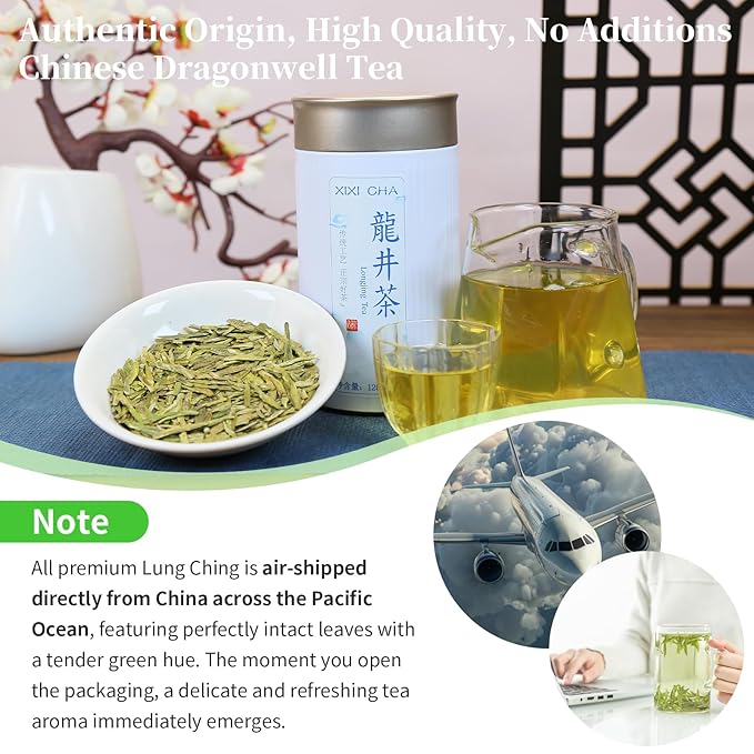 XIXICHA Longjing Tea New Tea Grade AAA Dragon Well Green Tea Loose Leaf Hangzhou Dragonwell Chinese Green Tea Fresh Bean Aroma 榕쇾?????š¤???롥뎺榕쇾????¹뤆 4.23oz/120g