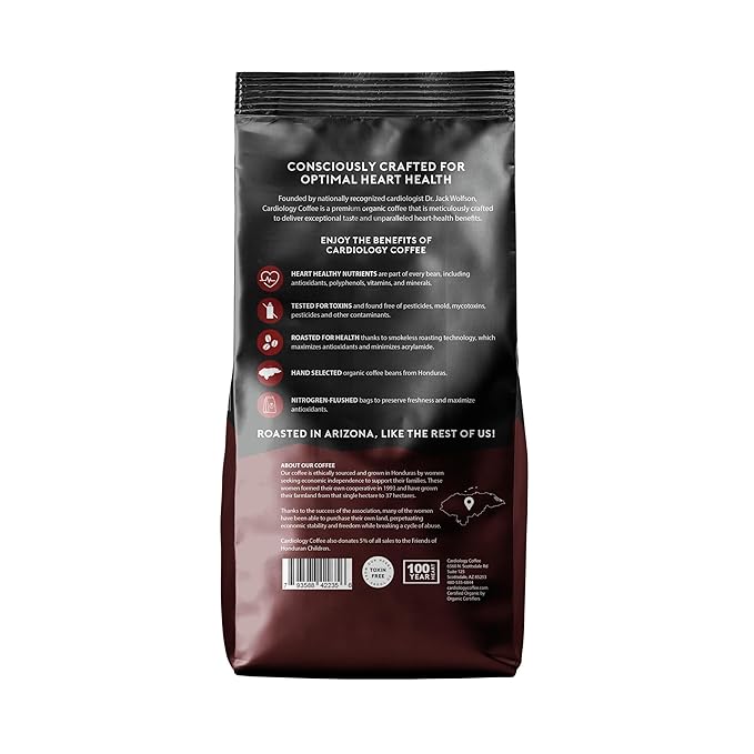 Cardiology Coffee ??Whole Bean Coffee ??USDA Certified Mold-Free 12oz Premium Dark Roast Coffee Beans - Organic Espresso Beans with Antioxidant Benefits ??Perfect for Heart Healthy Lifestyle