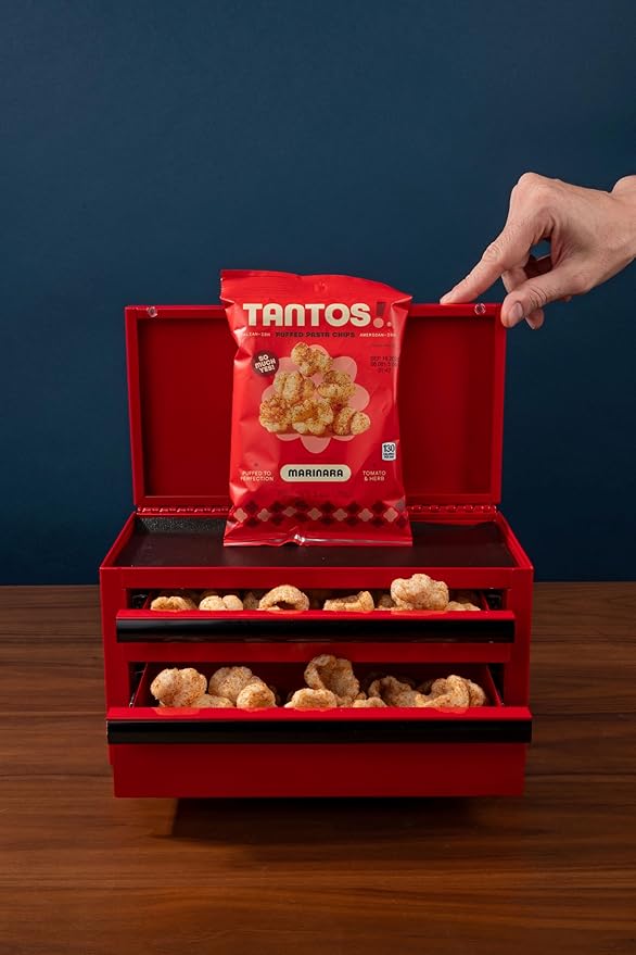 Tantos! Puffed Pasta Chips ??Healthy Pasta Snack by Top Chef Joe Sasto ??Plant-Based, Low Calorie, Crunchy Chips ??Variety Pack ??Marinara, Pesto, Cacio e Pepe, Classico ??Gourmet Bold Flavors (4 oz 2 Pack, Marinara)