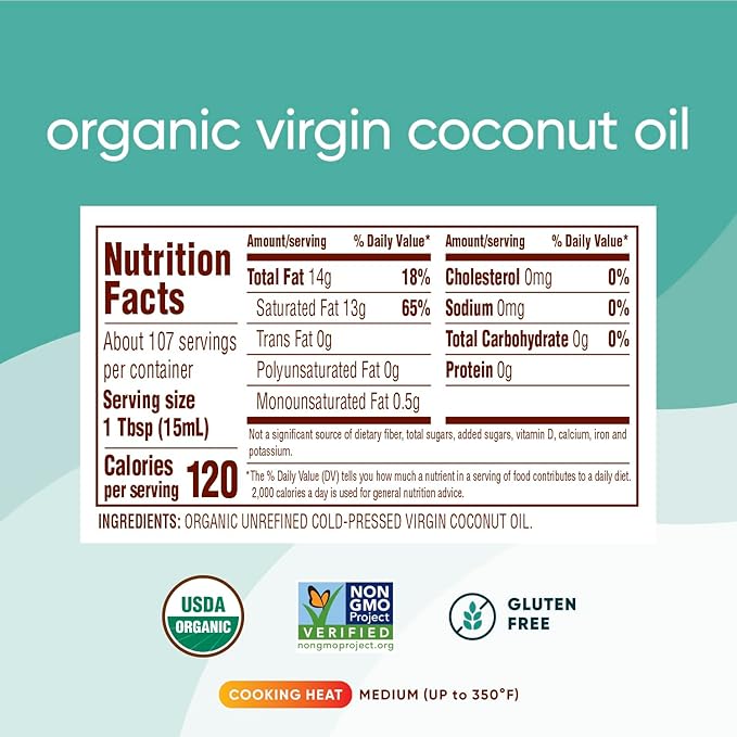 Nutiva Organic Coconut Oil 54 fl oz, Cold-Pressed, Unrefined Cooking Oil, Natural Hair Oil, Skin Oil, Massage Oil, USDA Organic, Extra Virgin Coconut Oil (Aceite de Coco) (Pack of 2)