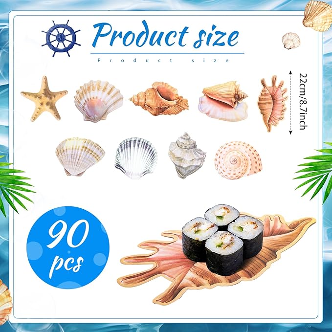 90 Pcs Parchment Paper Leaves, 8.66 in Charcuterie Board Ocean Parchment Paper Leaves Cheese Paper Decorative Parchment for Table Festival Ocean Party Serving