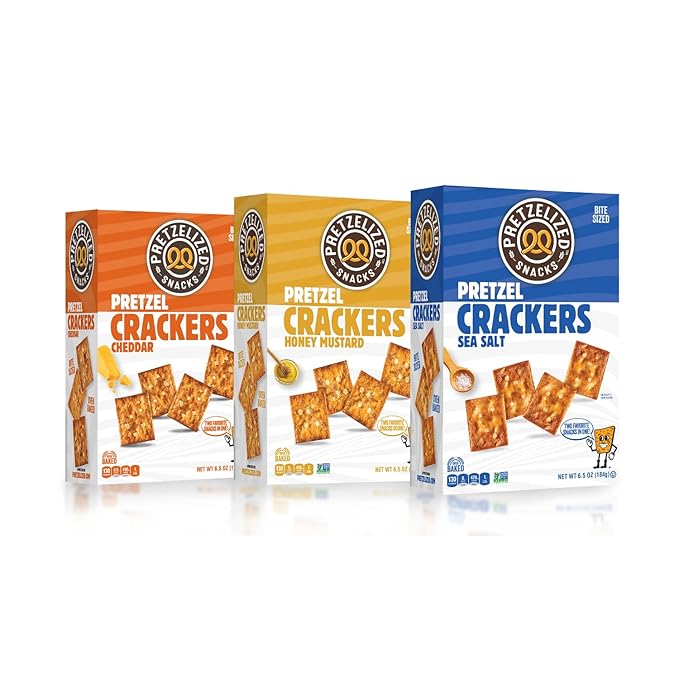 PRETZELIZED Snacks PRETZELIZED Pretzel Crackers, Sea Salt Flavored, 6.5oz Box (Pack of 12)