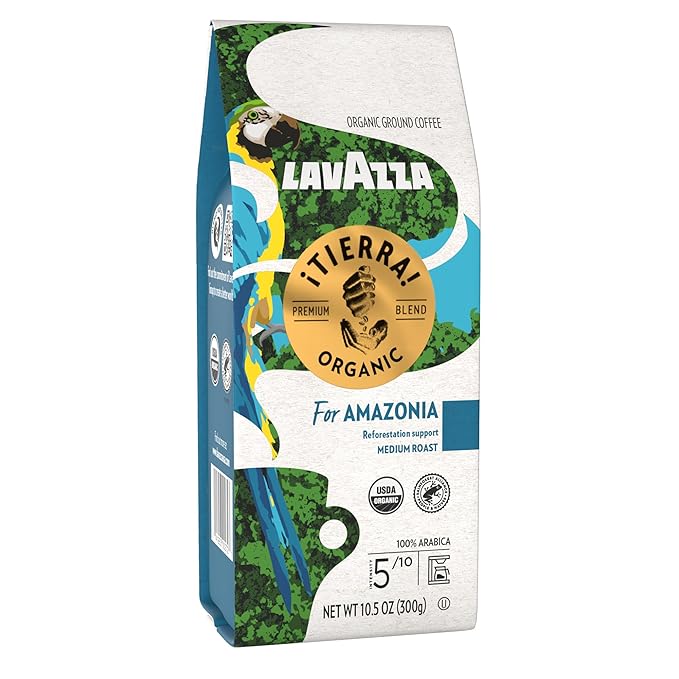Lavazza 징Tierra for Amazonia Ground Coffee, Medium Roast, 100% Arabica, 10.5 oz Bag (Pack of 1)