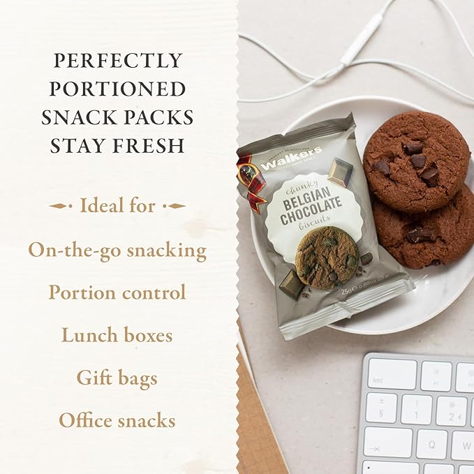 Walker’s Assorted Scottish Cookie Variety Pack - 100 Snack Packs (2 Cookies Each) - Includes Belgian Chocolate, Stem Ginger, Salted Caramel & Golden Oat Cookies