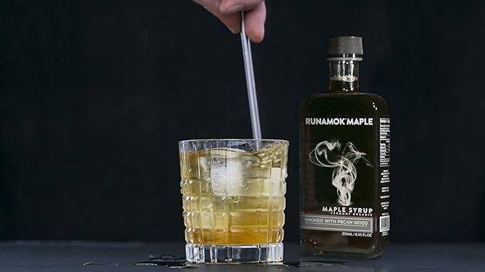 Runamok Pecan Wood Smoked Maple Syrup Organic - Authentic & Real Vermont Maple Syrup | Pure Strong Flavor | Great for BBQ, Broiled Salmon, Vinaigrettes & Cocktails | 8.45 Fl Oz (250mL)