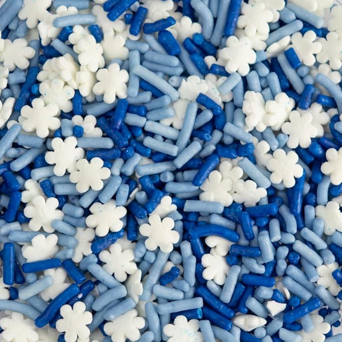 Cake Mate Frozen Snowflakes Dessert Sprinkles, Blue and White, Easy Pour Lid - Edible Cake Decorating and Baking Sprinkles for Cookies, Cupcakes, and Ice Cream Toppings - 26oz (fusion)