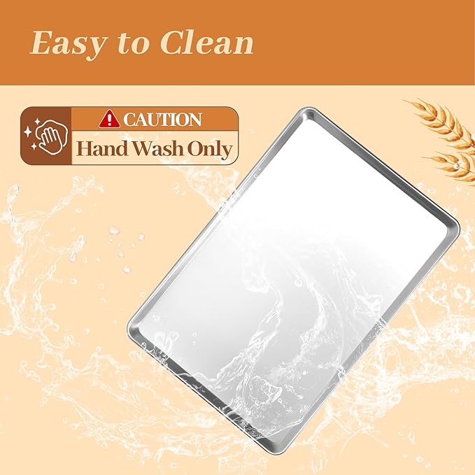 6 Pack Quarter Size Baking Sheet Pans, Aluminum Commercial Cookie Sheets Non-Stick, 13"x10"